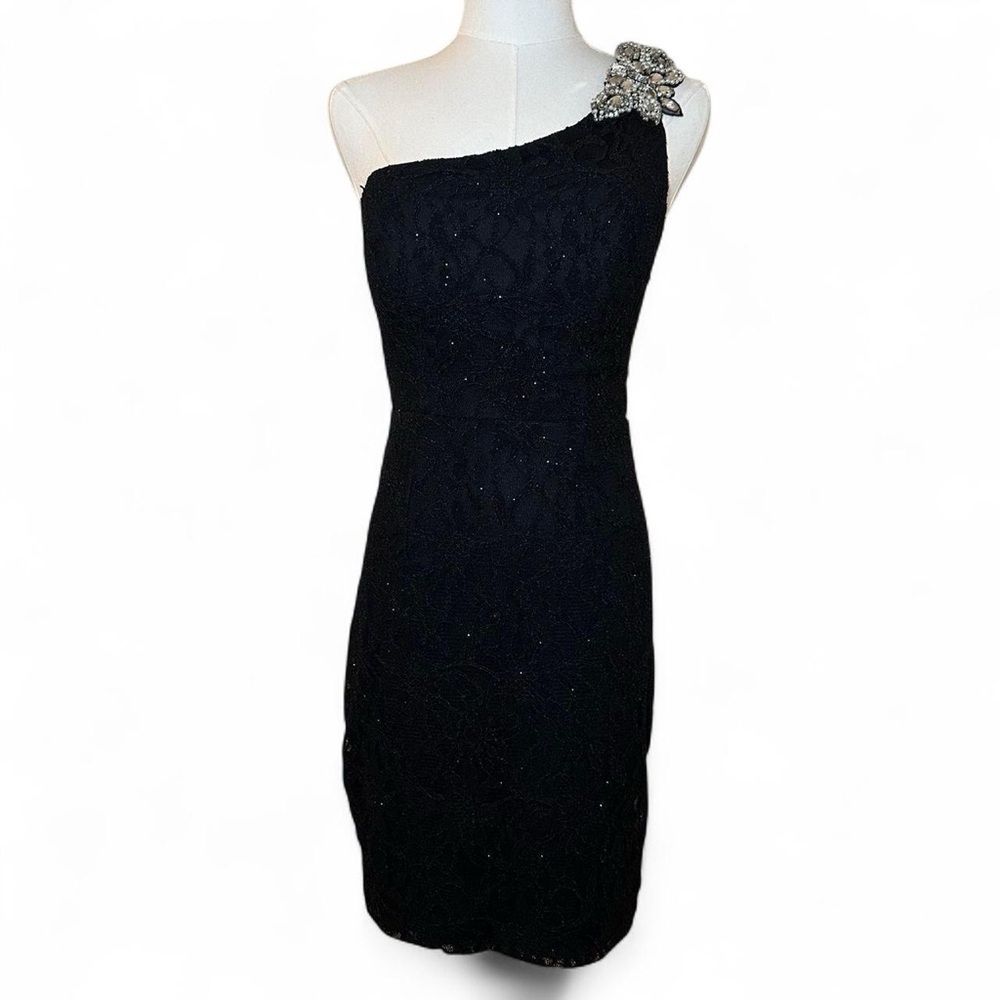 City Studio Black One-Shoulder Sheath Dress